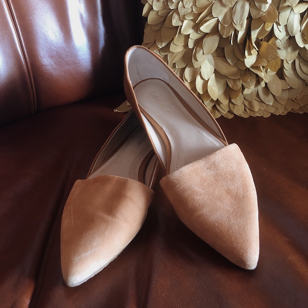 Calvin Klein Tan Suede Flats
